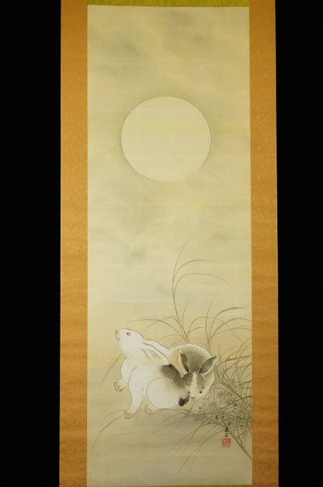 Rabbits - ca 1900-1920(Meiji / Taisho) - Shunsai 春斎 - Japan  (Ingen mindstepris)