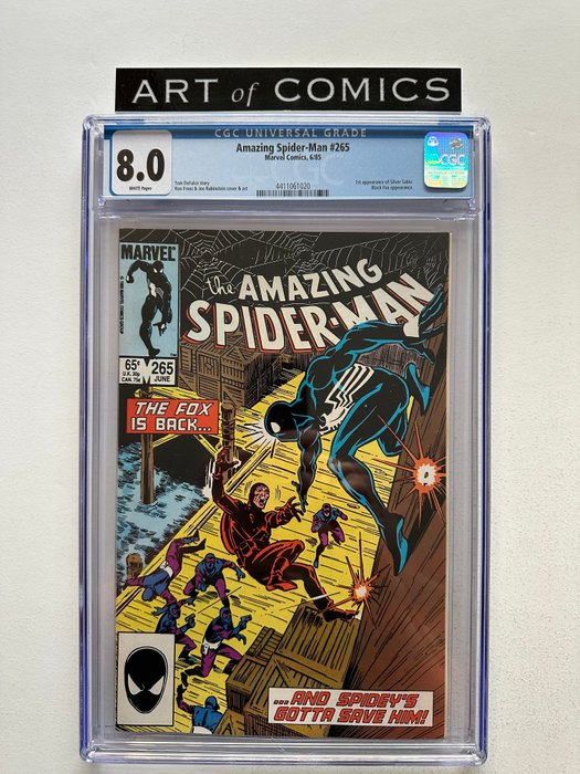 The Amazing Spider-Man #265 - 1st Appearance Of Silver Sable - Black Fox Appearance - CGC Graded 80 - High Grade!! - White Pages!! - Hot Key Issue - 1 Graded comic - Første udgave - 1985