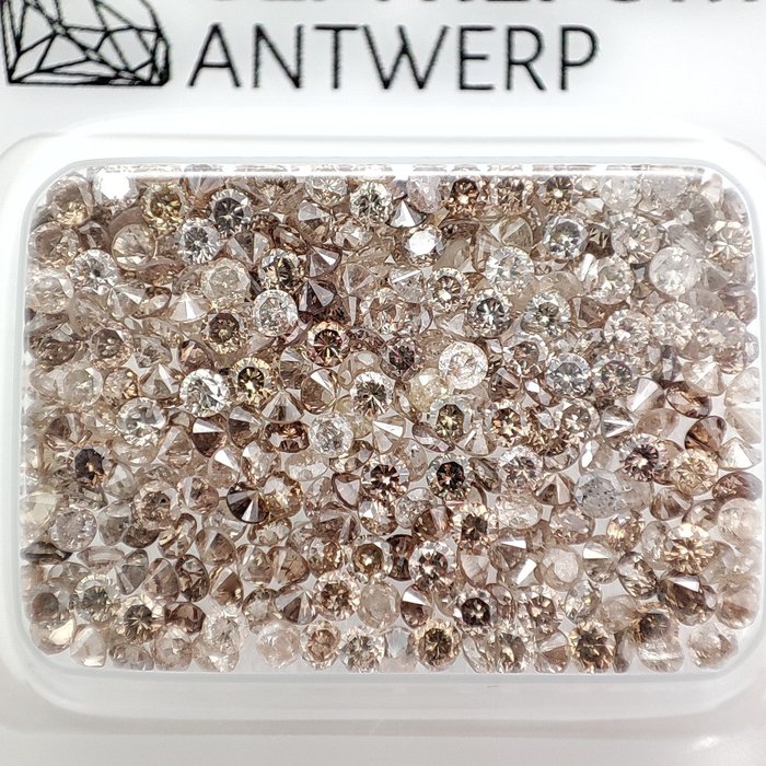 Ingen mindstepris - 348 pcs Diamant  (Naturfarvet)  - 5.01 ct - Rund Blandede farver - I1, VS1 - Gem Report Antwerp (GRA)