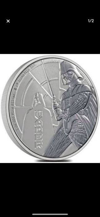 The Royal Mint - Statuette, Darth Vader vs Queen Elizabeth II -  The Queen's Platinum Jubilee - 6 cm - .999 sølv - 2022