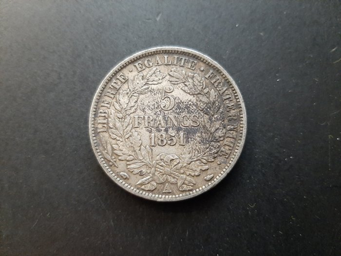 Frankrig Second Republic (1848-1852) 5 Francs 1851-A Paris "Cérès"