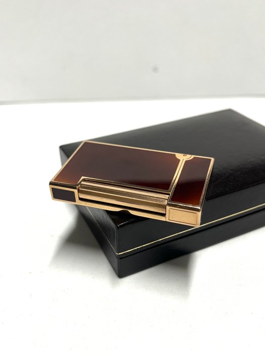 S.T. Dupont - Line D - Brown lacquer and rose gold - Lighter - Forgyldt, Lak