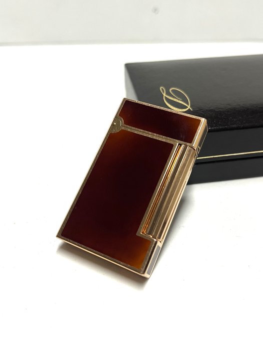 S.T. Dupont - Line D - Brown lacquer and rose gold - Lighter - Forgyldt, Lak