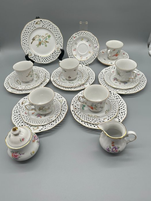 Burg Lindau - Kaffesæt (22) - Porzellan-Kaffeeservice  Für 6 Personen - Bisqueporcelæn - Porcelæn kaffeservice