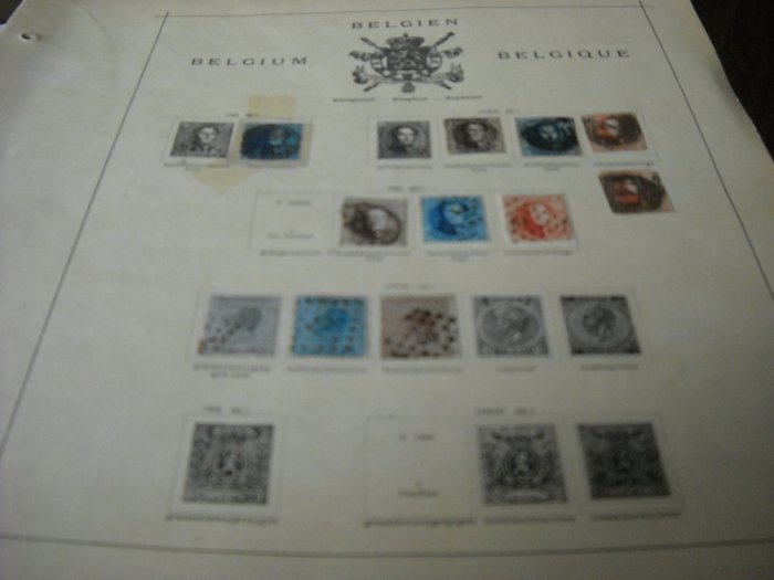 Belgien  - Start af samling på albumblad 1849 til 1966 **/*/°