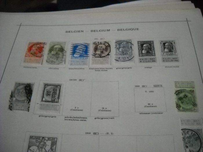 Belgien  - Start af samling på albumblad 1849 til 1966 **/*/°