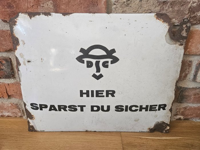 Hier Sparst du Sicher - Emaljeskilt - Metal