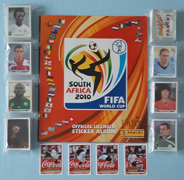 Panini - World Cup South Africa 2010 - Including the 4 Cola stickers - Tomt album + komplet løst klistermærkesæt