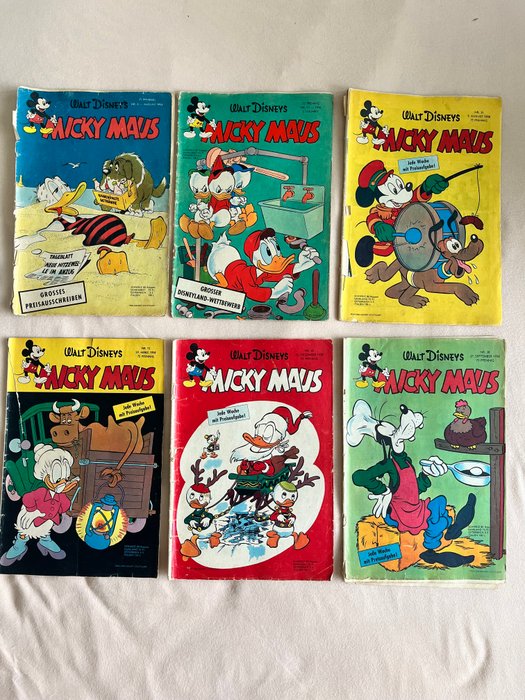 Mickey Mouse 8-1955; 15-1956; 12/31/38/69-1958; - 6 Comic collection - 1955/1958