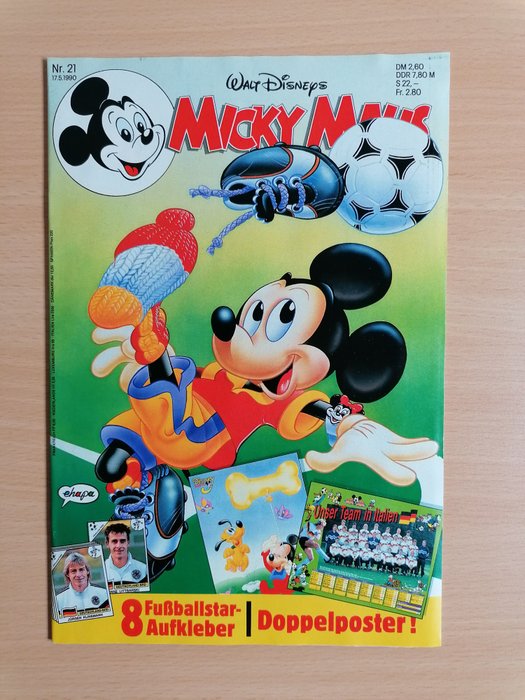 Panini - World Cup Italia 90 - Mickey magazine with promosheet including Maradona - 8 Loose stickers