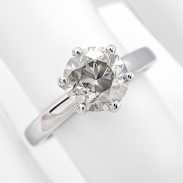 Ring - 14 karat Hvidguld -  1.37ct. tw. Grå Diamant (Naturfarvet) - *GRATIS FRAGT*