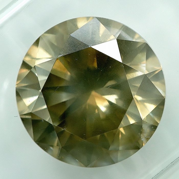 1 pcs Diamant  (Naturfarvet)  - 5.03 ct - Fancy Grålig, Grønlig Gul - SI2 - Gem Report Antwerp (GRA)