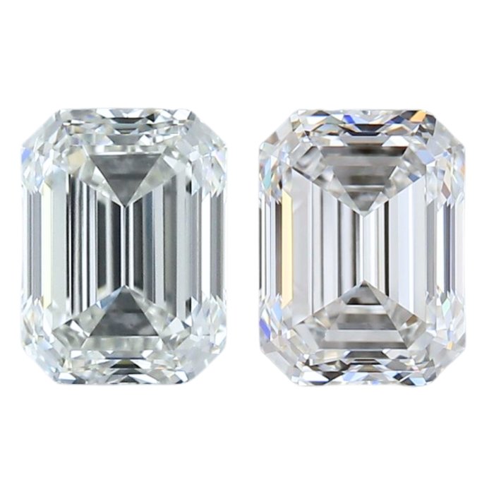 2 pcs Diamant  (Natur)  - 2.01 ct - F - VVS1, VVS2 - Gemological Institute of America (GIA)