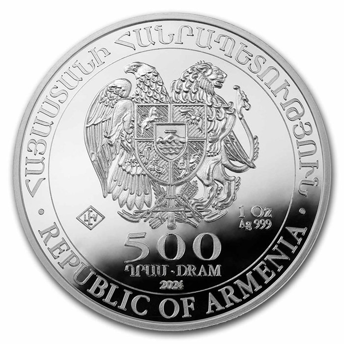 Armenien 20 x 1 oz 2024 500 Drams Noah's Ark Silver Coin BU in Tube