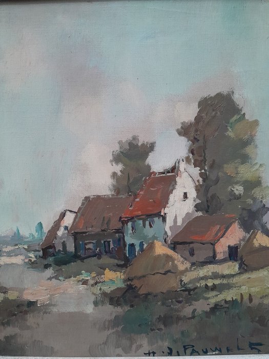 Henri Joseph Pauwels (1903-1983) - Oud polderdorpje op een zomerse dag