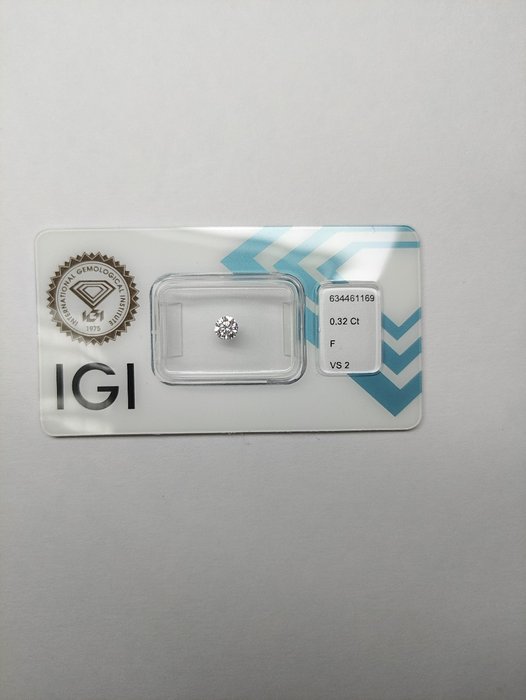 1 pcs Diamant  (Natur)  - 032 ct - Rund - F - VS2 - International Gemological Institute (IGI)