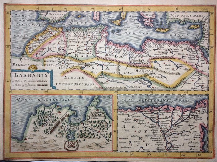 Noord-Afrika - Marokko / Middelhavet / Nilen / Malta; Petrus Kaerius / J.E. Cloppenburgh - Barbaria - 1632