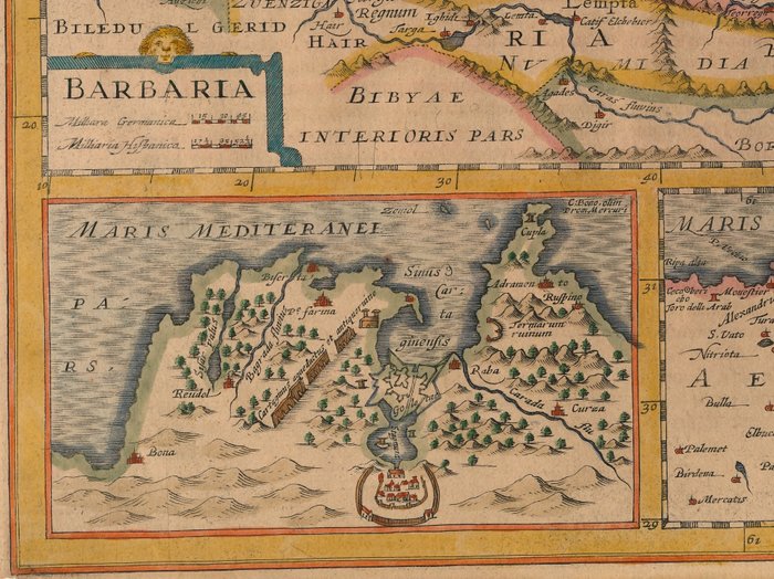 Noord-Afrika - Marokko / Middelhavet / Nilen / Malta; Petrus Kaerius / J.E. Cloppenburgh - Barbaria - 1632