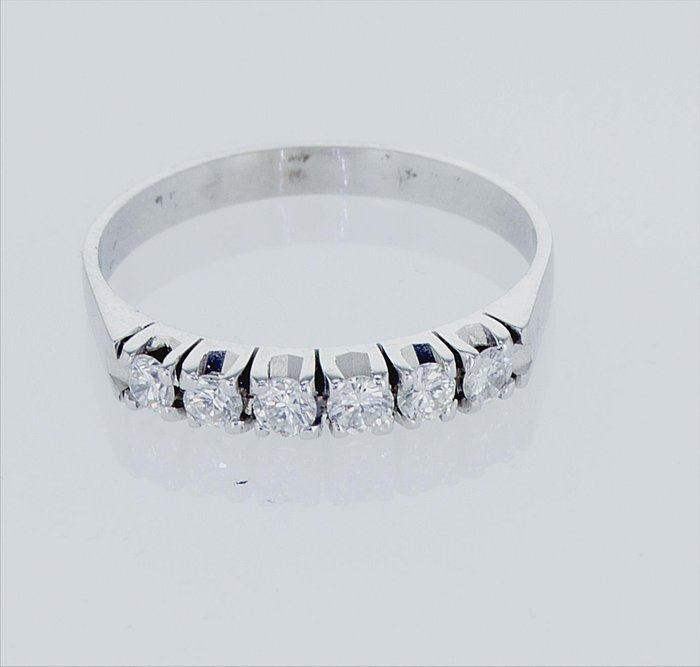 Alliancering - 14 karat Hvidguld -  060ct tw Diamant (Natur)