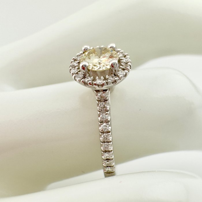 Forlovelsesring - 14 karat Hvidguld -  060ct tw Gul Diamant (Naturfarvet) - Diamant