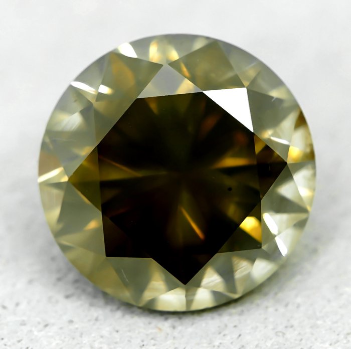 Ingen mindstepris - 1 pcs Diamant  (Naturfarvet)  - 2.51 ct - Fancy deep Brunlig, Grålig Gul - SI2 - Gem Report Antwerp (GRA)