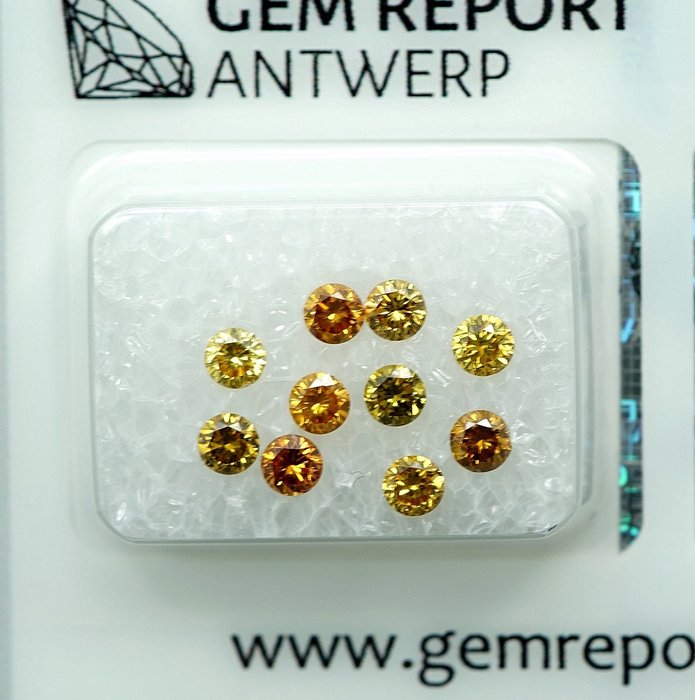 10 pcs Diamant  (Natur)  - 1.01 ct - SI1, VS1 - Gem Report Antwerp (GRA)