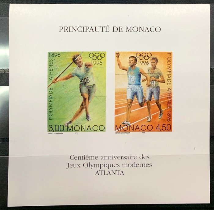 Monaco 1996 - Monaco speciel kampesten nr 28a Atlanta Olympic Games NON-sarrated VG