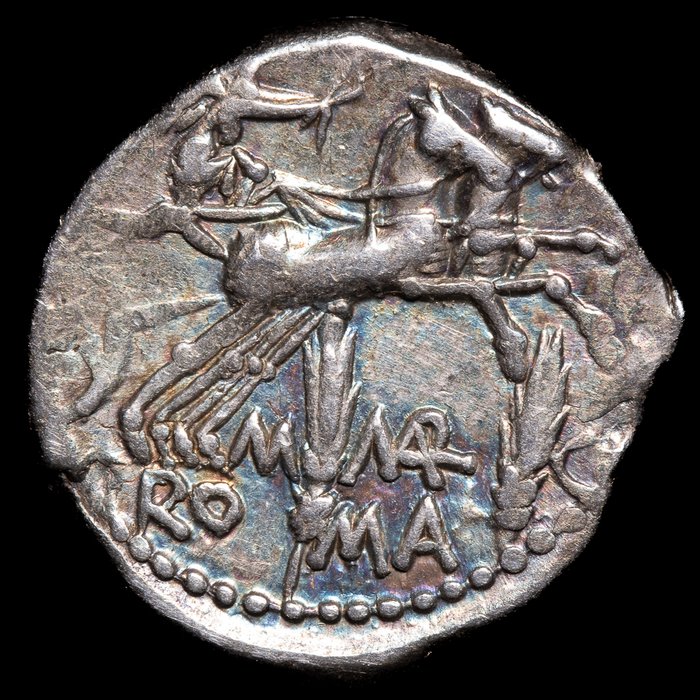 Romerska republiken. M. Marcius Mn.f., 134 a.C.. Denarius Roma  (Ingen mindstepris)