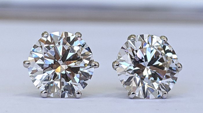 Ørestikkere - 14 karat Hvidguld -  6.08ct. tw. Diamant (Laboratoriedyrket) - F VS1 IGI Certificeret!