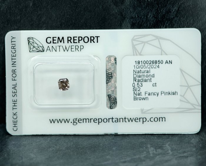 Ingen mindstepris - 1 pcs Diamant  (Naturfarvet)  - 053 ct - Fancy Rosa Brun - SI2 - Gem Report Antwerp (GRA)