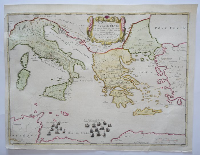 Italien - Grækenland; P. Mortier en P. Duval - Carte Du Voyage D'Enée (...) - ca. 1705