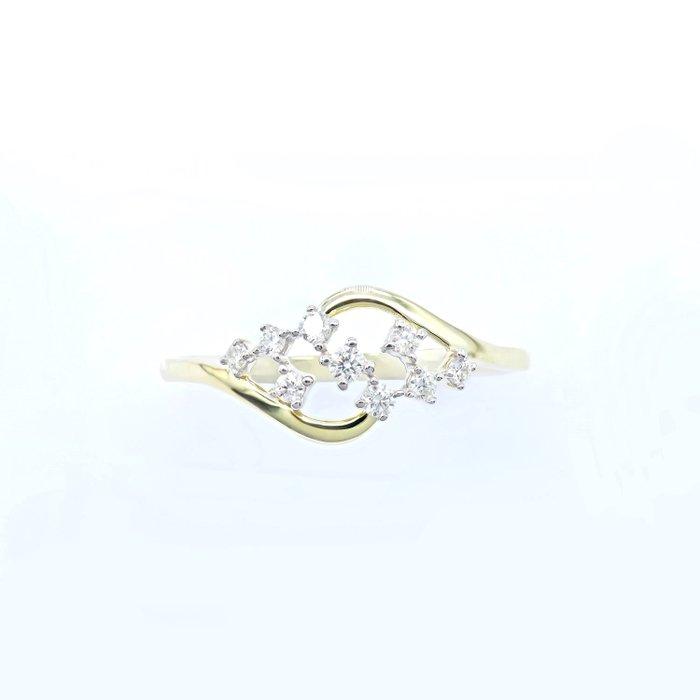 Ingen mindstepris - Ring - 14 karat Gulguld -  0.18ct. tw. Diamant (Natur)