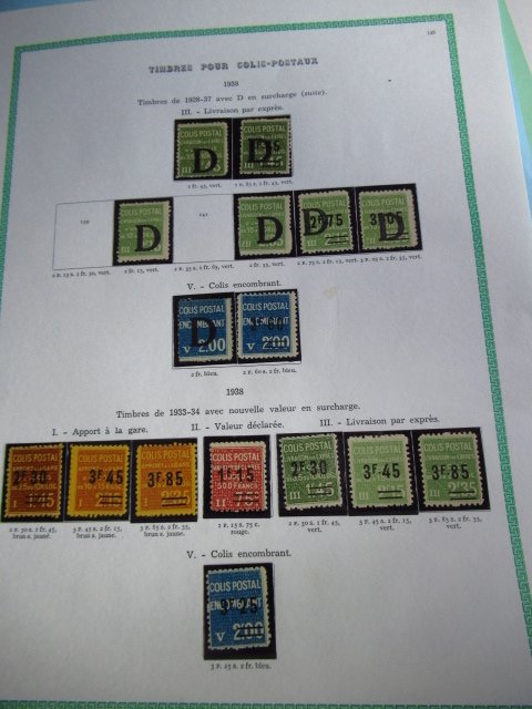Frankrig 1938 - indsamling af frimærker, postpakker,