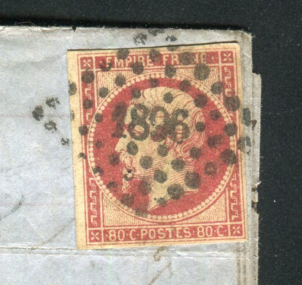 Frankrig 1859 - brev fra Marseille til New York med et n° 17A - Custom House Red Stamp