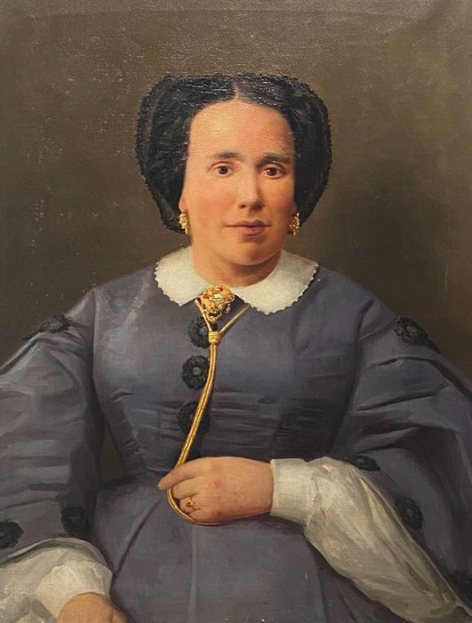 École Espagnole (XIX) - Portrait de dame Bourgeoise