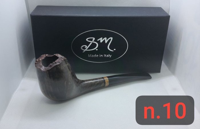 S.M. Pipe - semi curva liscia free handmade, REGALO curapipe - Pipe - Bruyerepibe, Træ - Oliven, methacrylat