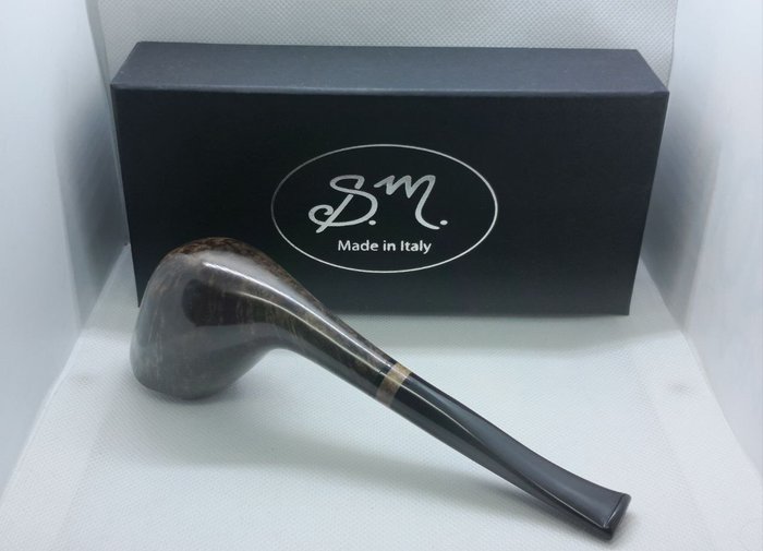 S.M. Pipe - semi curva liscia free handmade, REGALO curapipe - Pipe - Bruyerepibe, Træ - Oliven, methacrylat