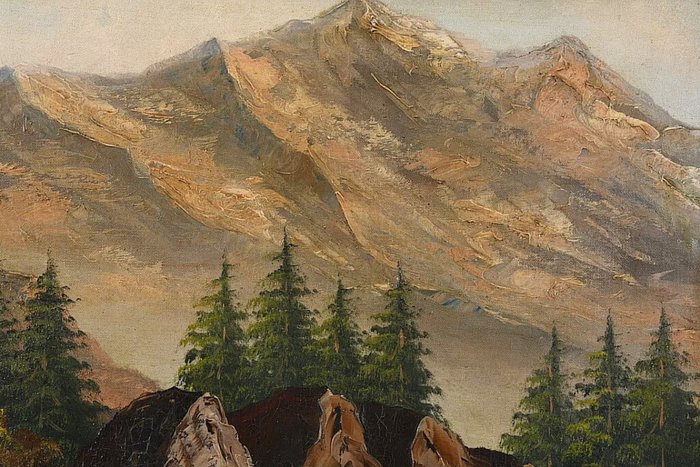 Hecker (XX) - Mountain landscape with rocks and trees - NO RESERVE