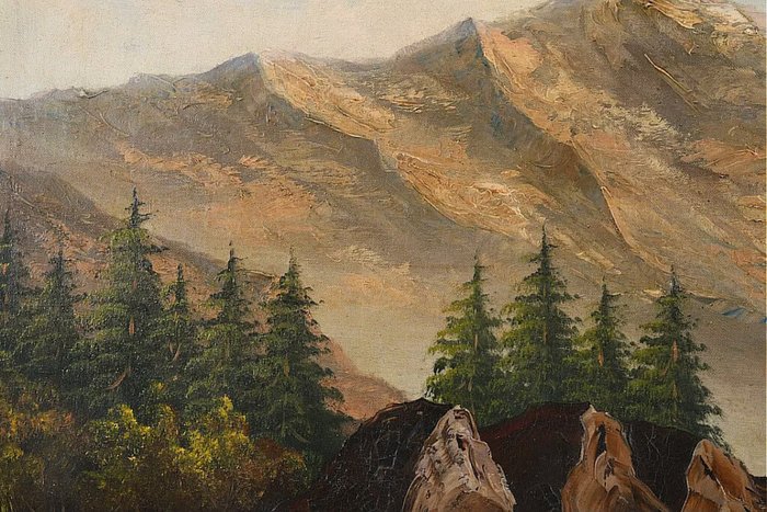 Hecker (XX) - Mountain landscape with rocks and trees - NO RESERVE