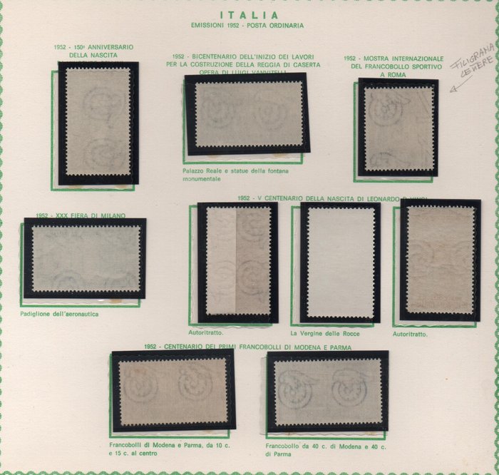 Italien 1952/1953 - Parti sammensat af komplette serier af årgangene 1952 og 1953