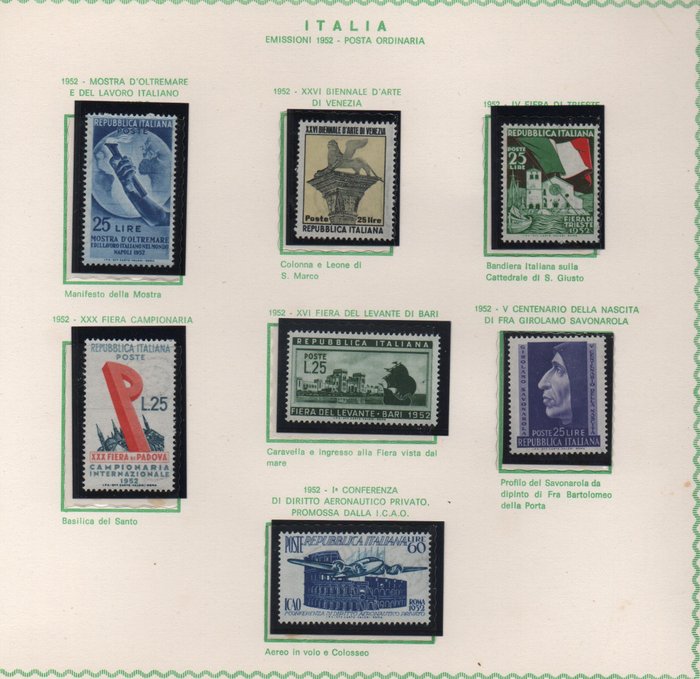 Italien 1952/1953 - Parti sammensat af komplette serier af årgangene 1952 og 1953