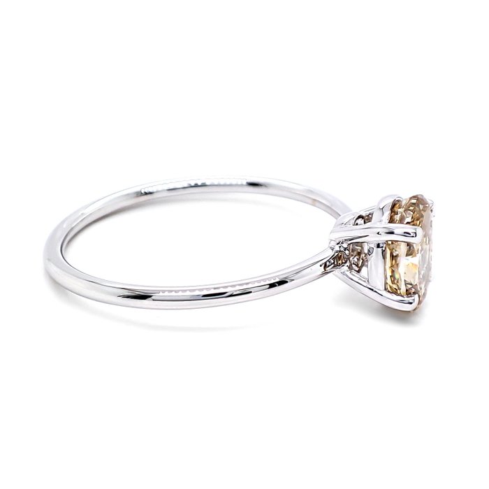 Ring - 14 karat Hvidguld -  1.01ct. tw. Gul Diamant (Naturfarvet)