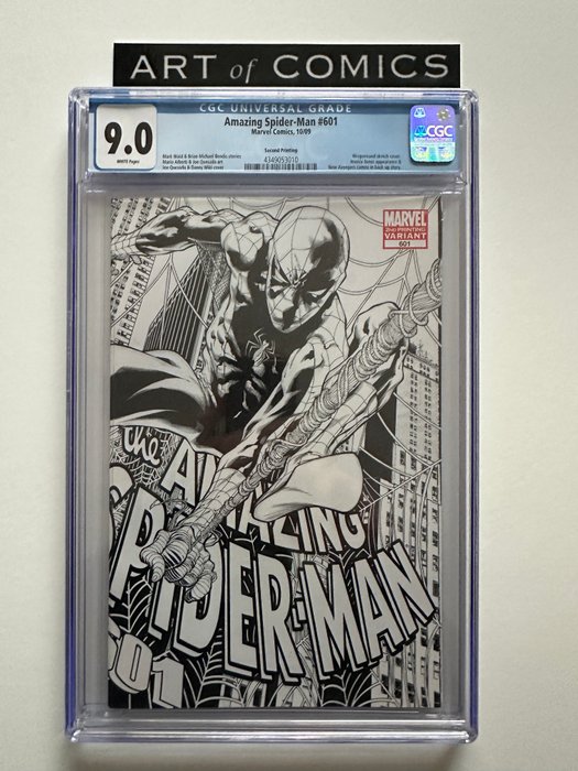 The Amazing Spider-Man #601 - Jessica Jones Appearance - Rare 2nd Print Variant Wraparound Sketch Cover - CGC Graded 9.0 - 1 Graded comic - Første udgave - 2009