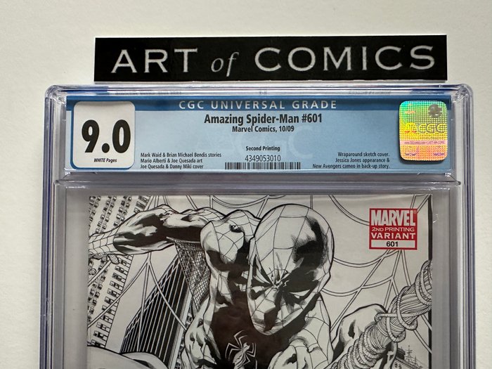 The Amazing Spider-Man #601 - Jessica Jones Appearance - Rare 2nd Print Variant Wraparound Sketch Cover - CGC Graded 9.0 - 1 Graded comic - Første udgave - 2009