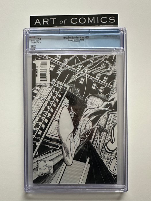 The Amazing Spider-Man #601 - Jessica Jones Appearance - Rare 2nd Print Variant Wraparound Sketch Cover - CGC Graded 9.0 - 1 Graded comic - Første udgave - 2009