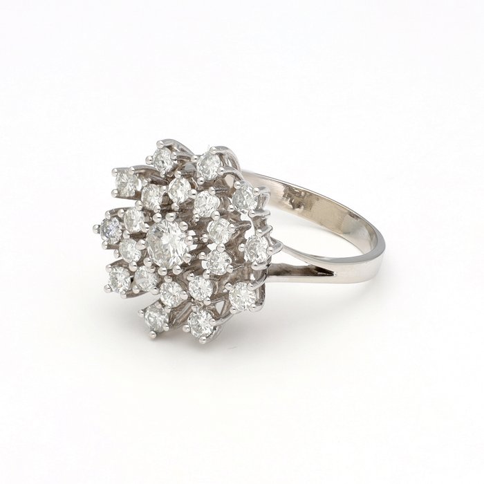 Ring - 14 karat Hvidguld Diamant (Natur)