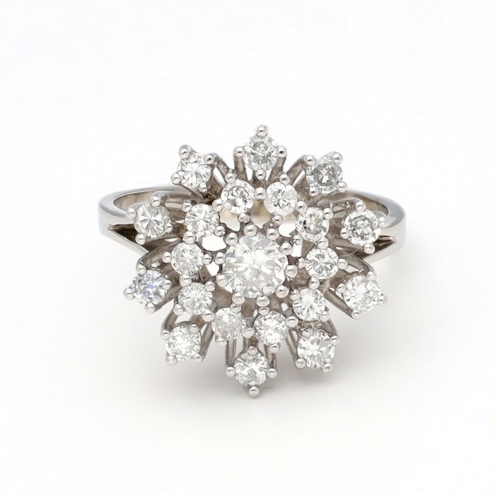 Ring - 14 karat Hvidguld Diamant (Natur)