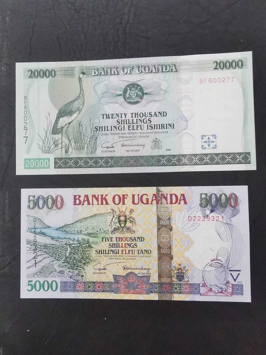 Uganda. - 5 banknotes - various dates  (Ingen mindstepris)