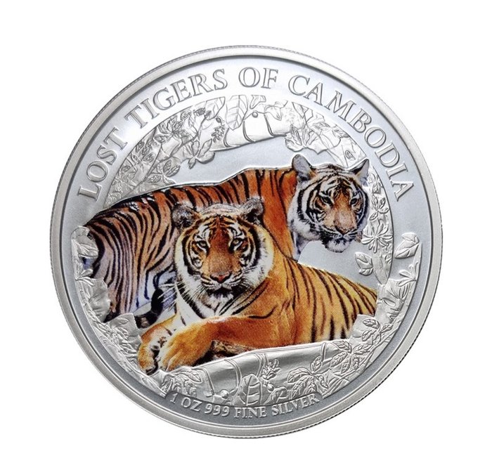 Cambodia 3000 Riels Wildlife 2024 Lost Tigers of Cambodia Farbedition 1 Oz (999)  (Ingen mindstepris)