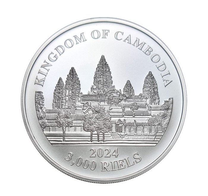 Cambodia 3000 Riels Wildlife 2024 Lost Tigers of Cambodia Farbedition 1 Oz (999)  (Ingen mindstepris)